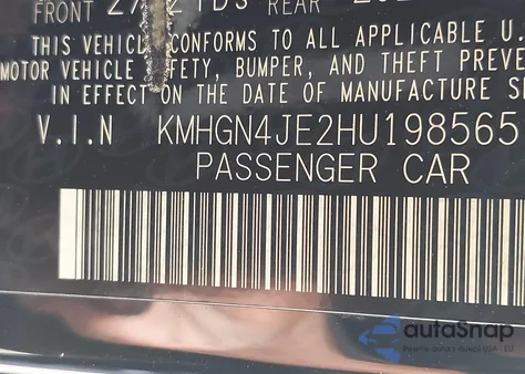 2017 Genesis G80 3.8 z USA, uszkodzony, nr VIN KMHGN4JE2HU198565